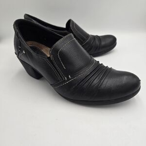 Earth Origins Women Loafers Leather Black SlipOn Sz 8.5 M Derby Shoes Block Heel